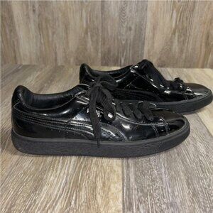 Puma Match Black on Black Patent Leather Sneaker Shoes Size 9